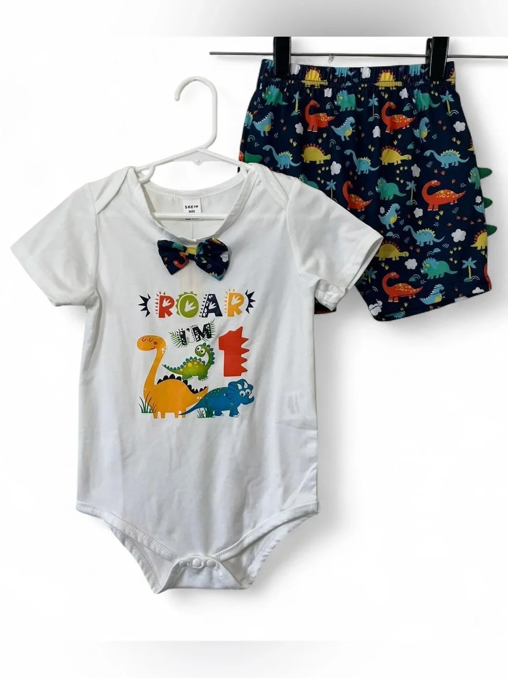 18-24M Boys First Birthday 2 Piece Outfit Set Navy Blue White Roar I’m One NWT